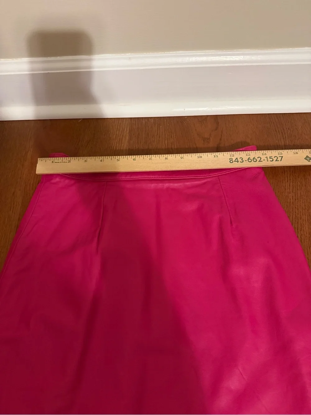 VTG Firenze Santa Barbara Hot Pink Leather Pencil Skirt Size 10 USA Made